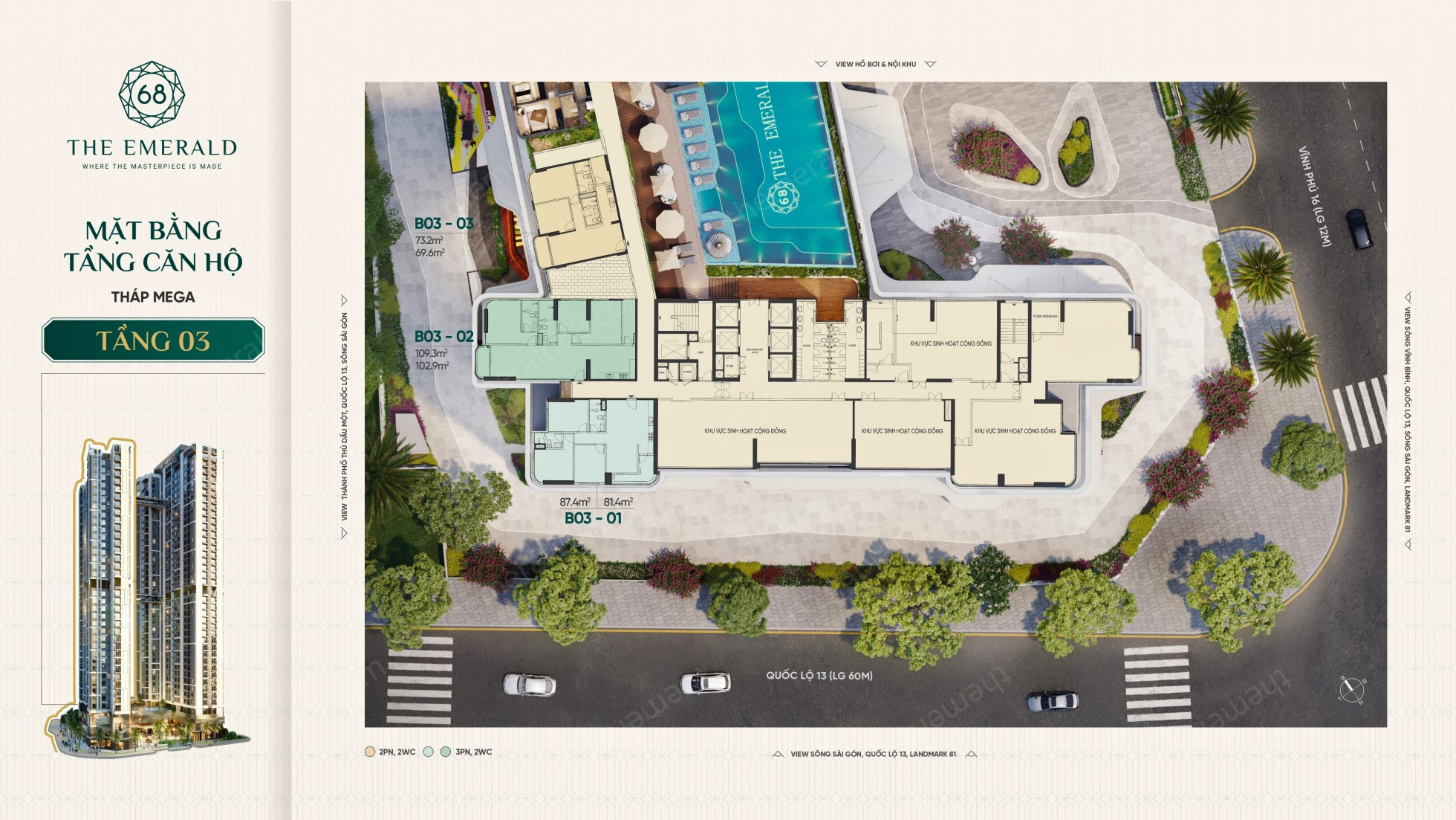 Mặt Bằng The Emerald 68_Tầng 3