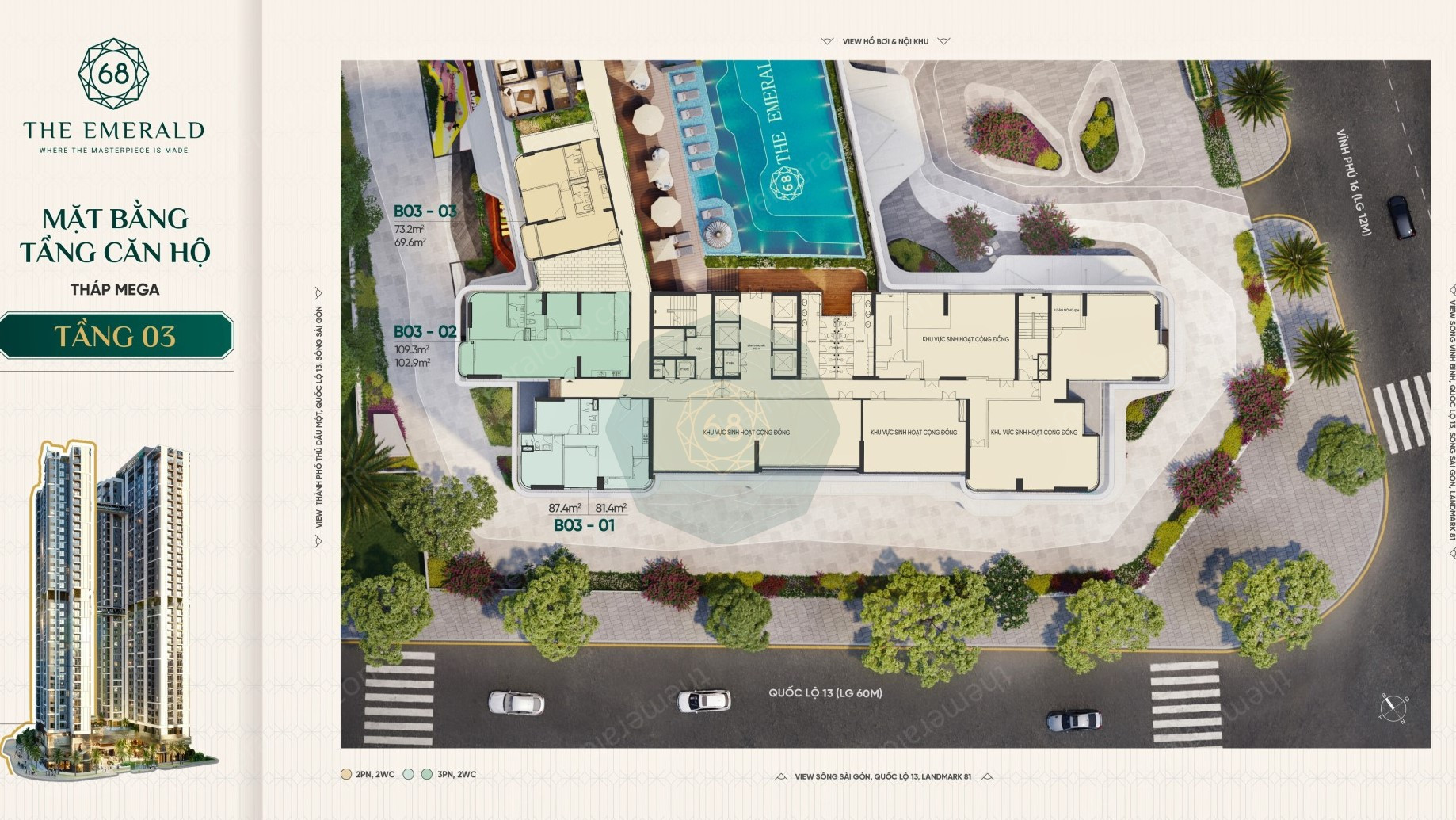 Tầng 3 Tháp Mega_Mặt bằng The Emerald 68