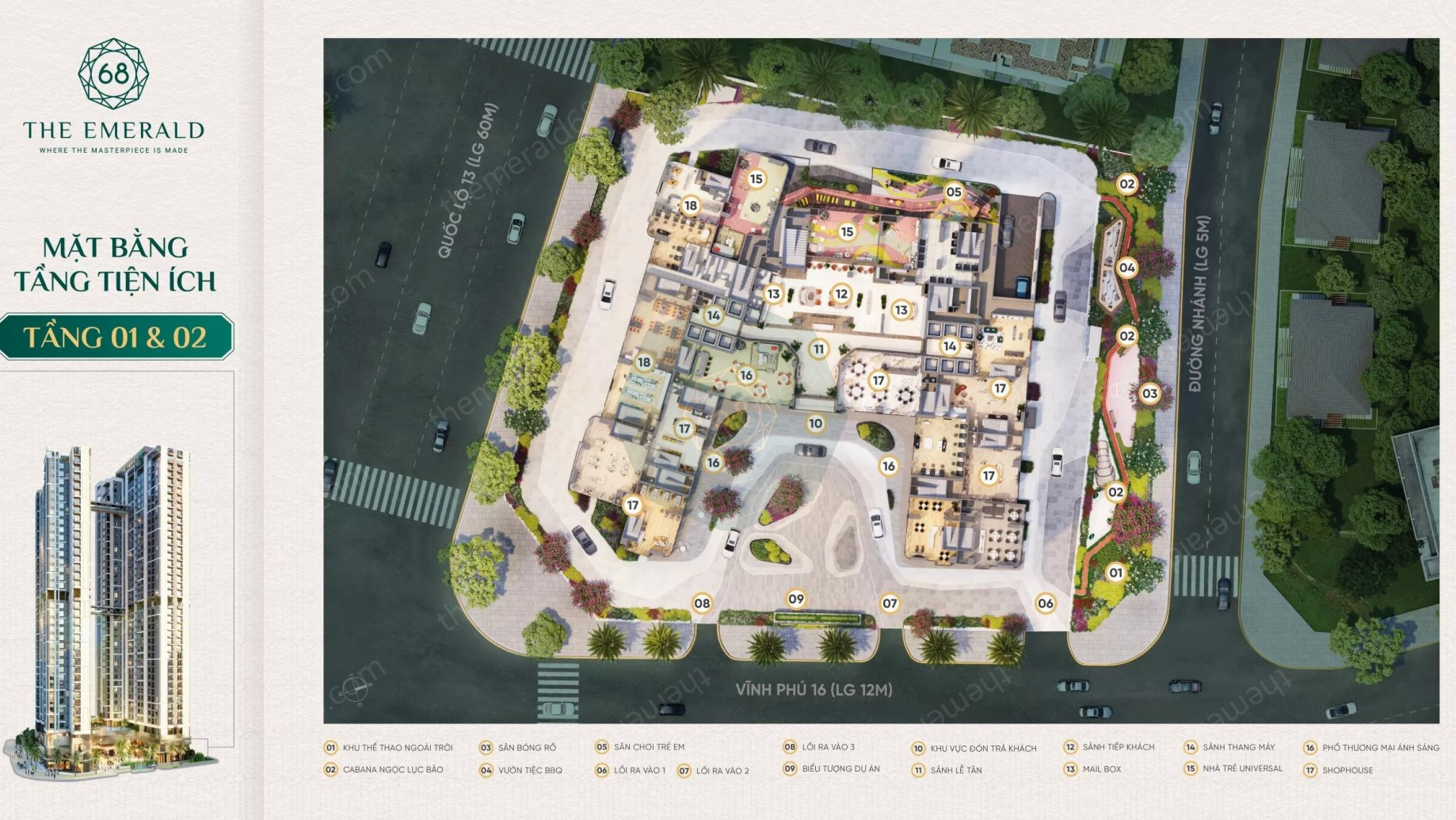 Tiện ích The Emerald 68_ Mặt bằng Tầng 1-2